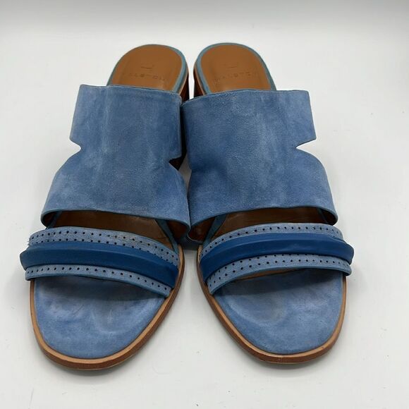 H by Halston Blue Suede Chunky Heel Sandals Size 8.5 B34 - Picture 5 of 11